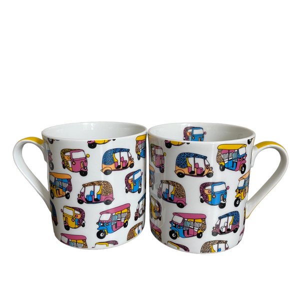 Westside Home Bone China Tuktuk Beca Kuliglig Trishaw, Pedicab Novelty Mug Set - Picture 1 of 10